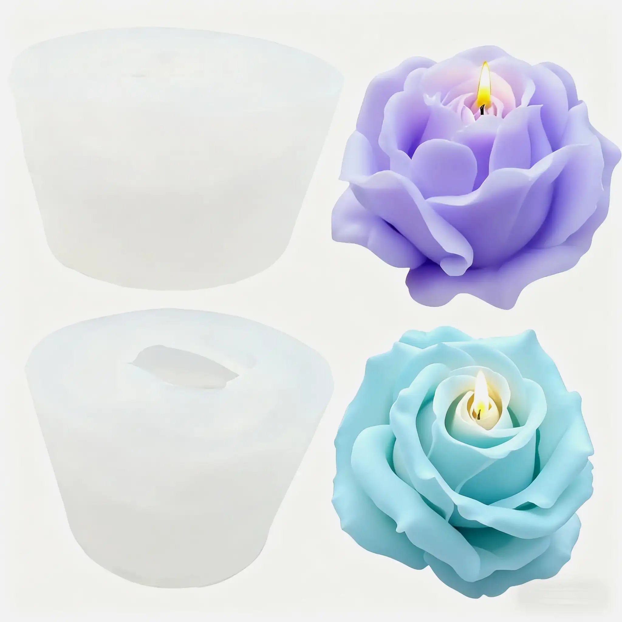 Resin Craft Ideas - Set van 2 romantische 3D-rozenvormen van